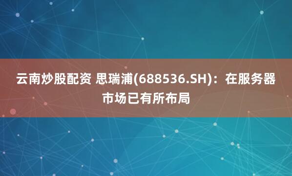 云南炒股配资 思瑞浦(688536.SH)：在服务器市场已有所布局